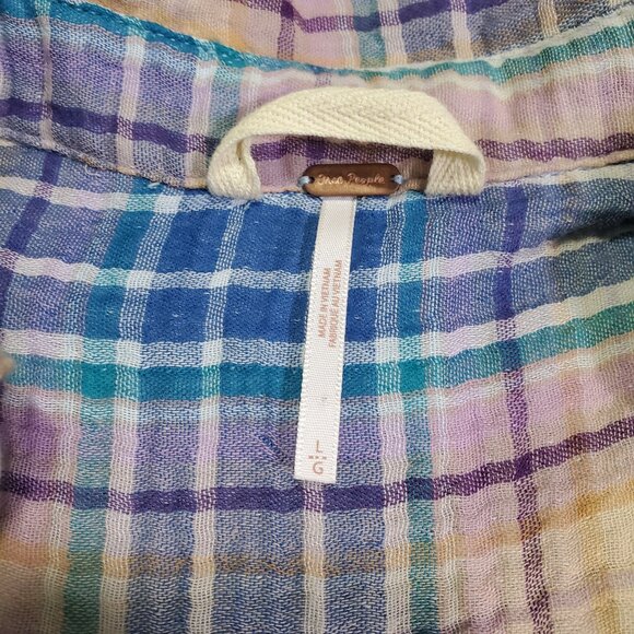 Free People Plaid Mini Dress in Blue and Tan - Picture 4 of 12